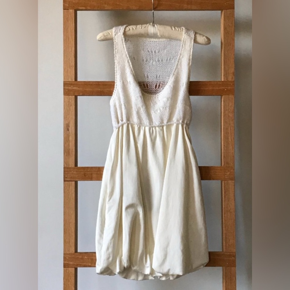 Ermanno - Angora and Sateen Bubble Mini Dress with High Waist Bodice - M 6/8